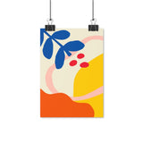 A stylish poster of a bright and colourful abstract flower Blue, Red, Yellow, Peach and Orange. A high quality print that makes a great statement piece. Available in Matte or Glossy art print. Poster available in various sizes. 8.3 x 11.7 inch (21.08 x 29.72 cm) , 11. 7 x 16. 5 inch (29.72 x 41.91 cm), 16.5 x 23.4 inch (41.91 x 59.44 cm)