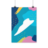 A stylish poster of a bright and colourful abstract Sky, cloud and stars. Turquoise, Navy Blue, Mustard Yellow, White and Pink. A high quality print that makes a great statement piece.  Available in Matte or Glossy print. Various sizes available. 8.3 x 11.7 inch (21.08 x 29.72 cm) , 11. 7 x 16. 5 inch (29.72 x 41.91 cm), 16.5 x 23.4 inch (41.91 x 59.44 cm)