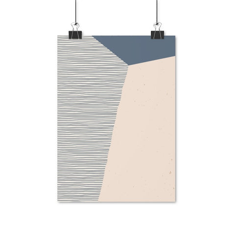 A stylish poster from the Memphis abstract collection. Cream, Black and white stripes and greyish blue shapes. A high quality art print that makes a great statement piece. Various sizes available. Sizes available. 8.3 x 11.7 inch (21.08 x 29.72 cm) , 11. 7 x 16. 5 inch (29.72 x 41.91 cm), 16.5 x 23.4 inch (41.91 x 59.44 cm)