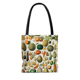 A stylish and practical accessory, this colourful Tote bag features a variety of fruits and vegetables, some of which include melons, pumpkins, aubergine, oranges, lemons and more. An image by Larousse, Pierre in 1898.   A multi-purpose and re-usable bag. Can be used as a Daytime Purse, shopping bag, beach bag and so much more! Available in small, medium or large www.ridethestyle.com