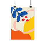 A stylish poster of a bright and colourful abstract flower Blue, Red, Yellow, Peach and Orange. A high quality print that makes a great statement piece.  Available in Matte or Glossy art print. Poster available in various sizes. 8.3 x 11.7 inch (21.08 x 29.72 cm) , 11. 7 x 16. 5 inch (29.72 x 41.91 cm), 16.5 x 23.4 inch (41.91 x 59.44 cm)