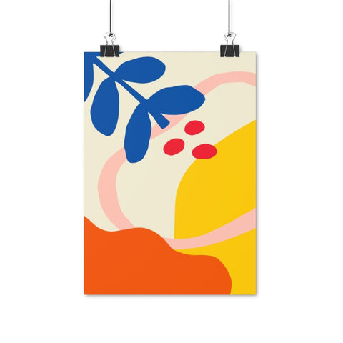 A stylish poster of a bright and colourful abstract flower Blue, Red, Yellow, Peach and Orange. A high quality print that makes a great statement piece. Available in Matte or Glossy art print. Poster available in various sizes. 8.3 x 11.7 inch (21.08 x 29.72 cm) , 11. 7 x 16. 5 inch (29.72 x 41.91 cm), 16.5 x 23.4 inch (41.91 x 59.44 cm)